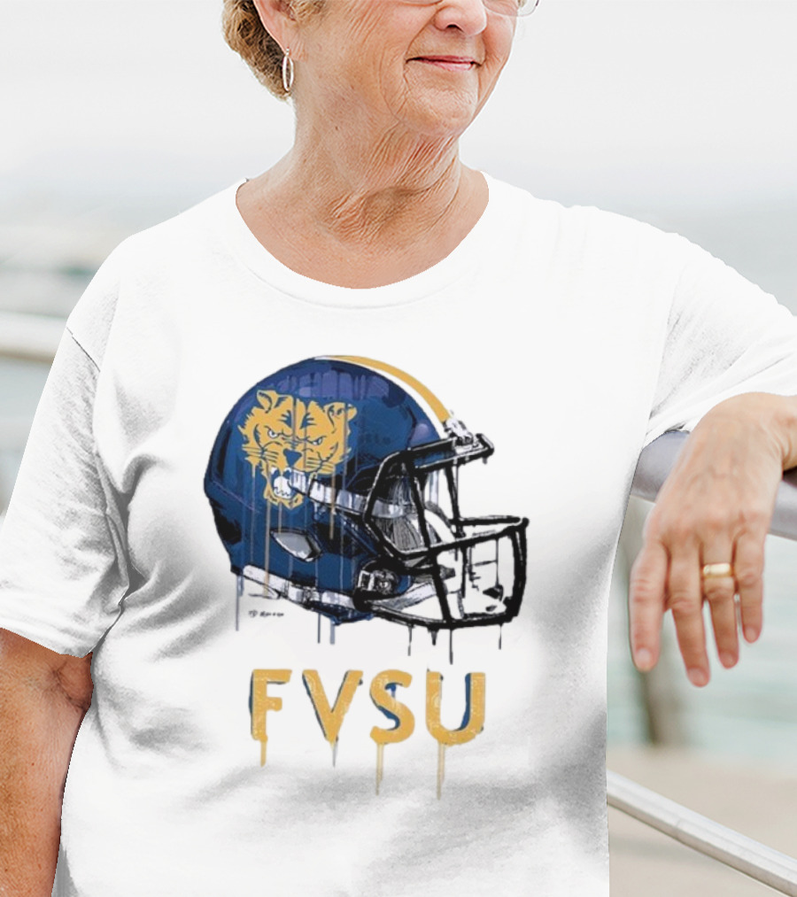 FVSU Wildcats Dripping Helmet Football T-Shirt