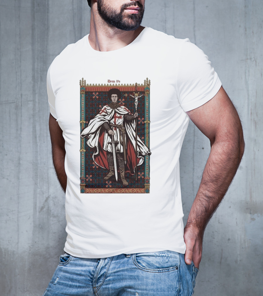 Fr Robinson Crusader Knight Medieval Tapestry Sporting Sword And Cross T-Shirt