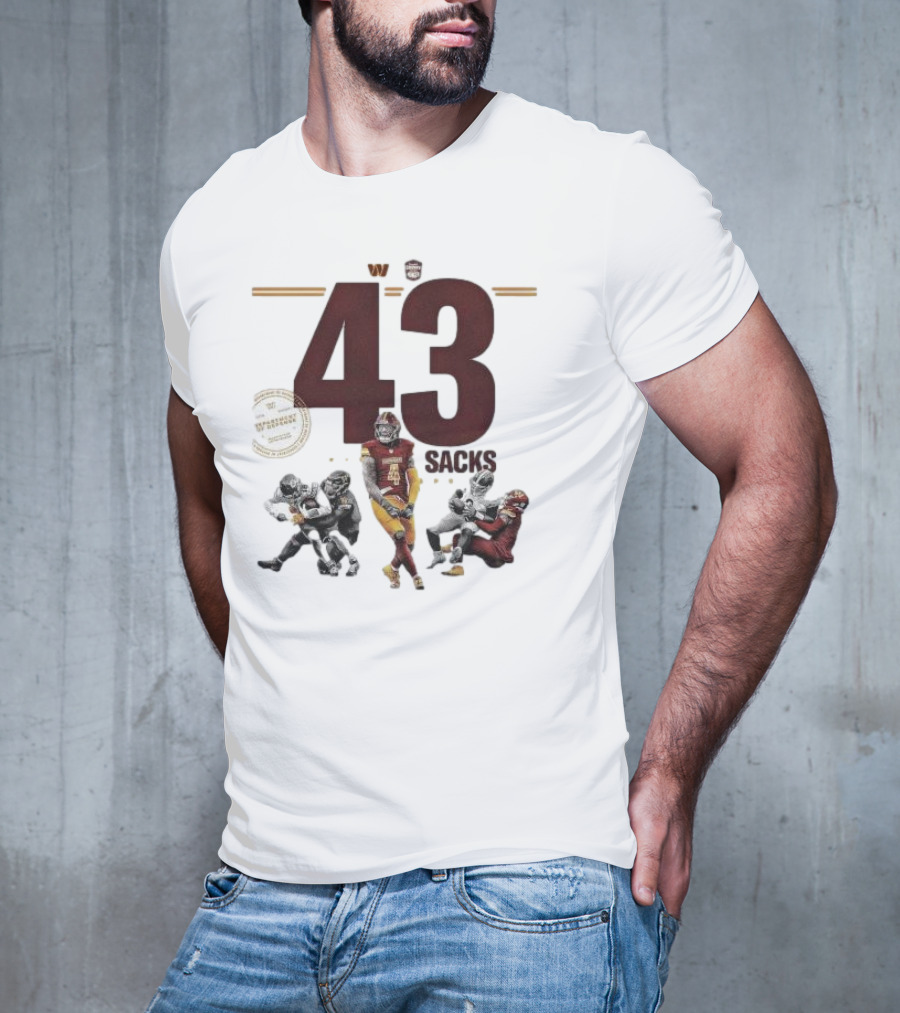 Frankie Luvu 43 Regular Season Sacks Football Action Washington Redskins T-Shirt