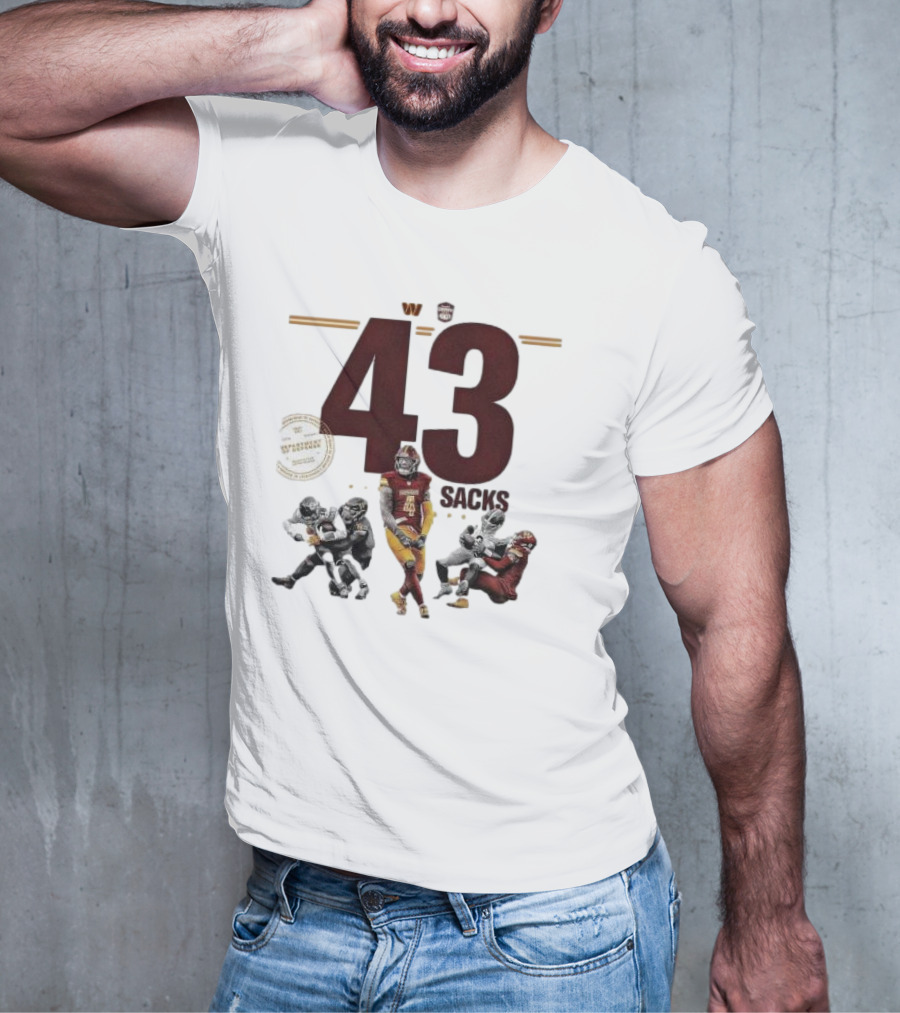 Frankie Luvu 43 Regular Season Sacks Football Action Washington Redskins T-Shirt