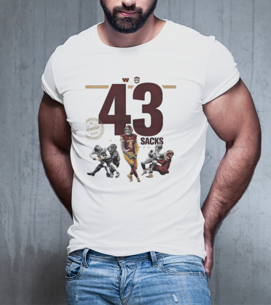 Frankie Luvu 43 Regular Season Sacks Football Action Washington Redskins T-Shirt