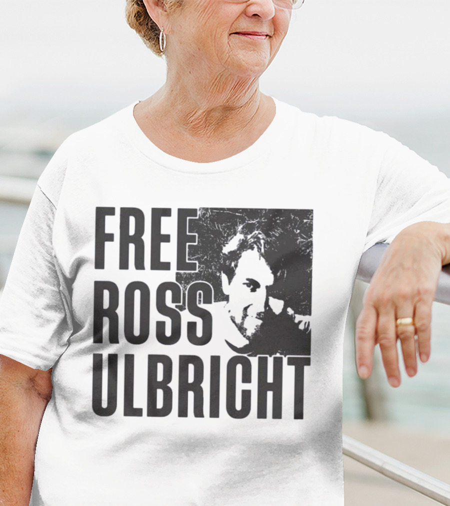 Free Ross Ulbricht Text With Distressed Face Graphic T-Shirt