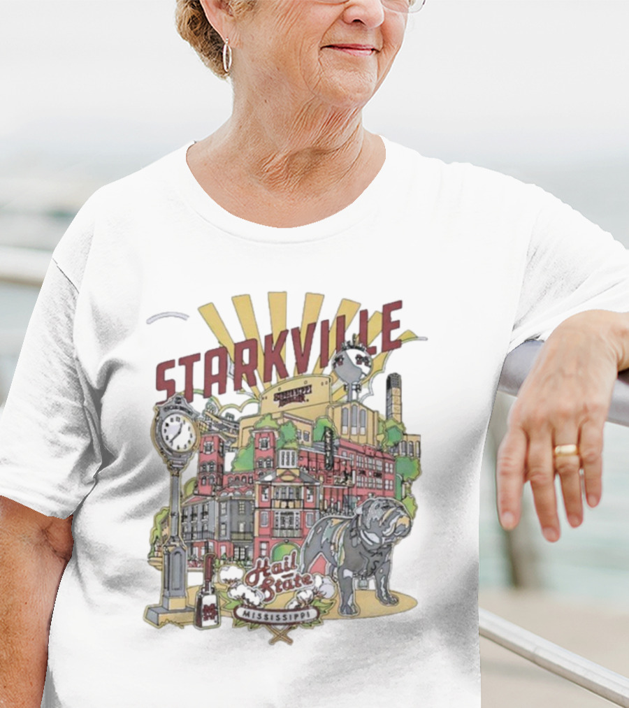 Starkville Mississippi State Hail State Bulldog Tower Vintage Style T-Shirt