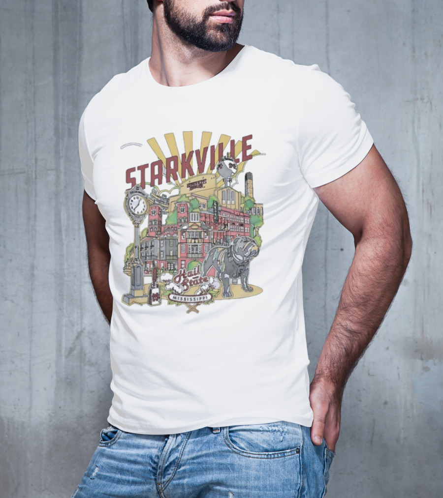 Starkville Mississippi State Hail State Bulldog Tower Vintage Style T-Shirt