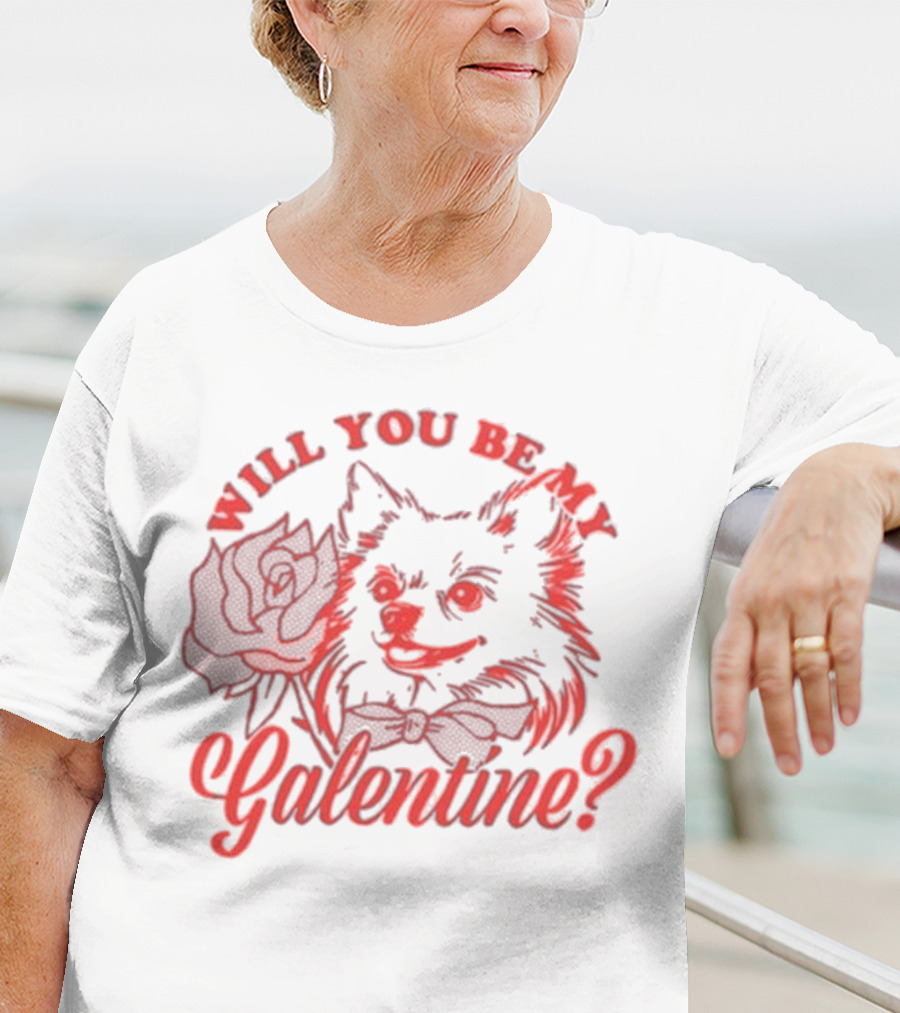 Will You Be My Galentine Hatchi Rose Dog Bow Tie T-Shirt