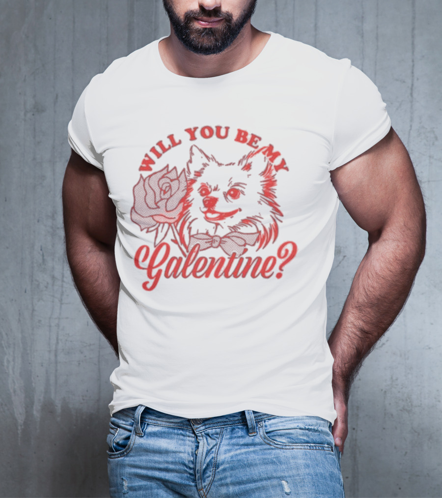 Will You Be My Galentine Hatchi Rose Dog Bow Tie T-Shirt
