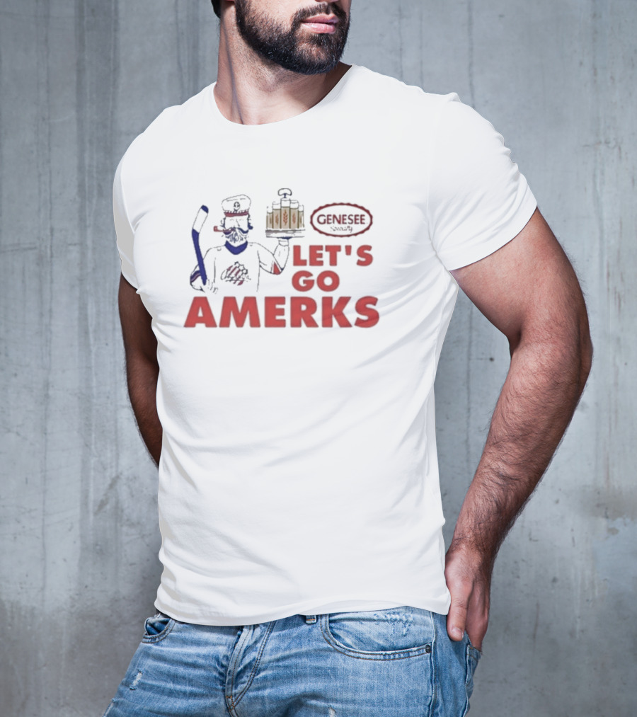 Genesee Beer Let's Go Amerks Hockey Theme T-Shirt