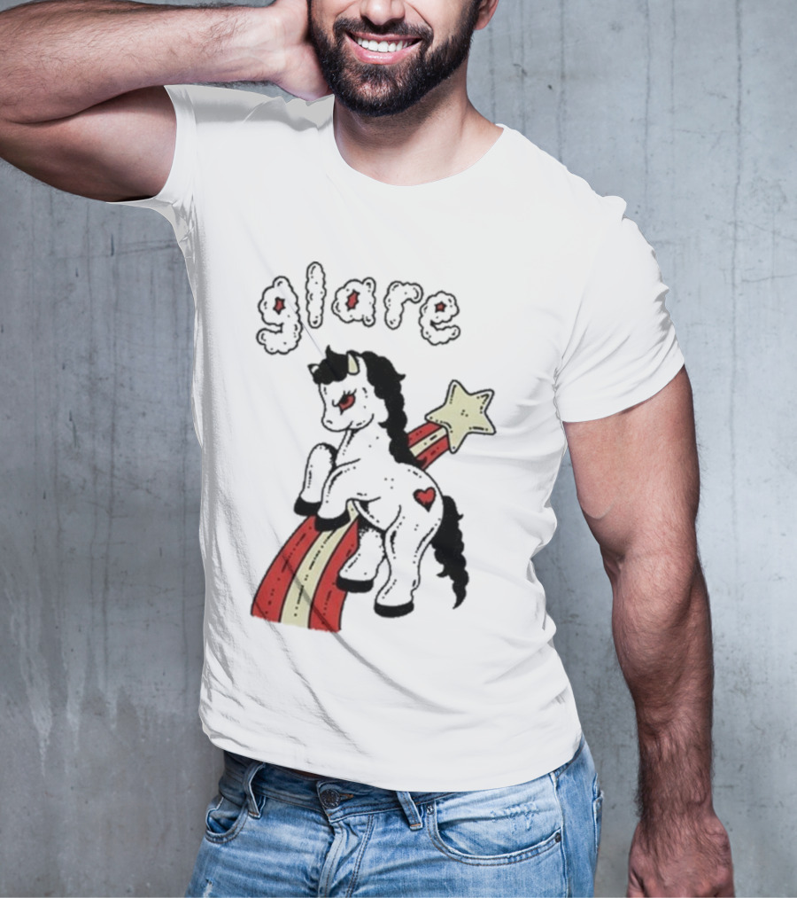 Glare Unicorn Heart Rainbow Star Ringer T-Shirt