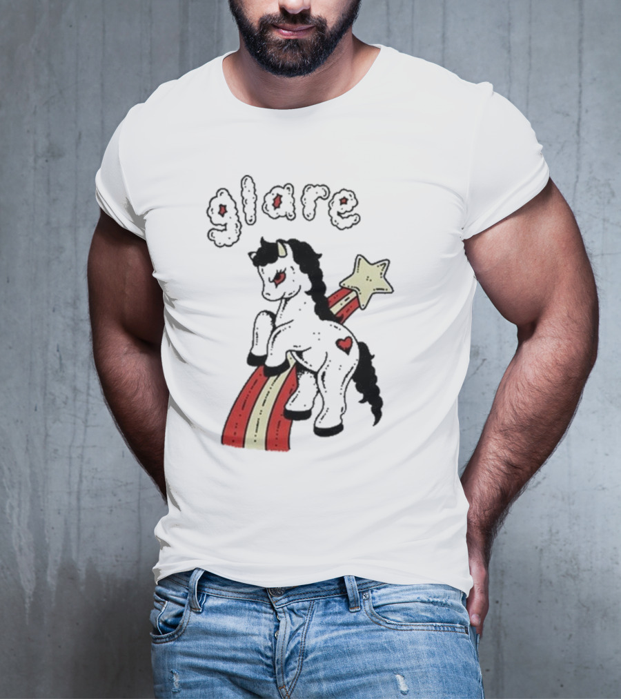 Glare Unicorn Heart Rainbow Star Ringer T-Shirt