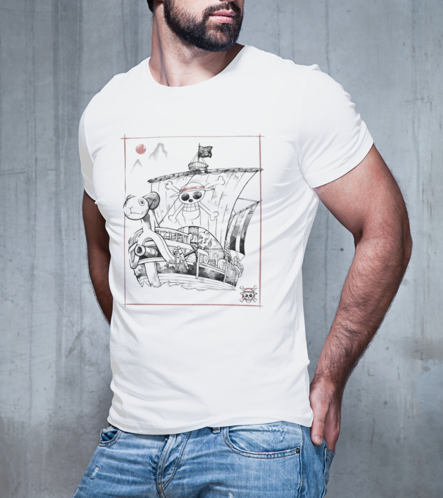 One Piece Going Merry Japanese Sumi-e Style Pirate Ship T-Shirt